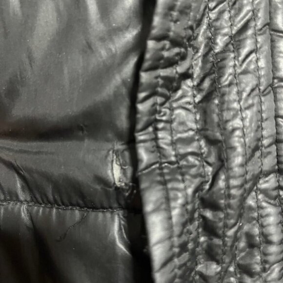 GUESS Black Puffer Bomber Jacket Men’s Size L Hooded Faux Leather Trim - Picture 14 of 14